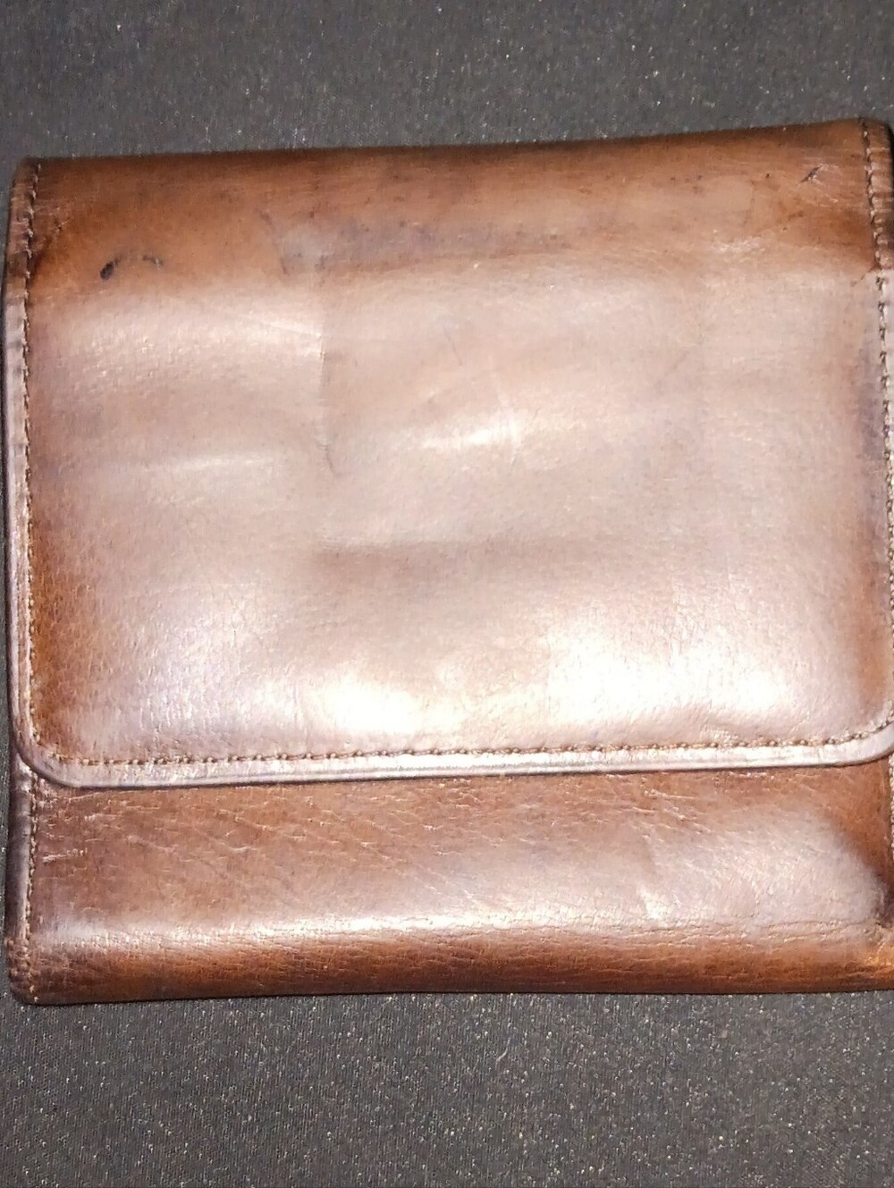Coach Vintage Brown Leather Kisslock Wallet with Gold Accents
